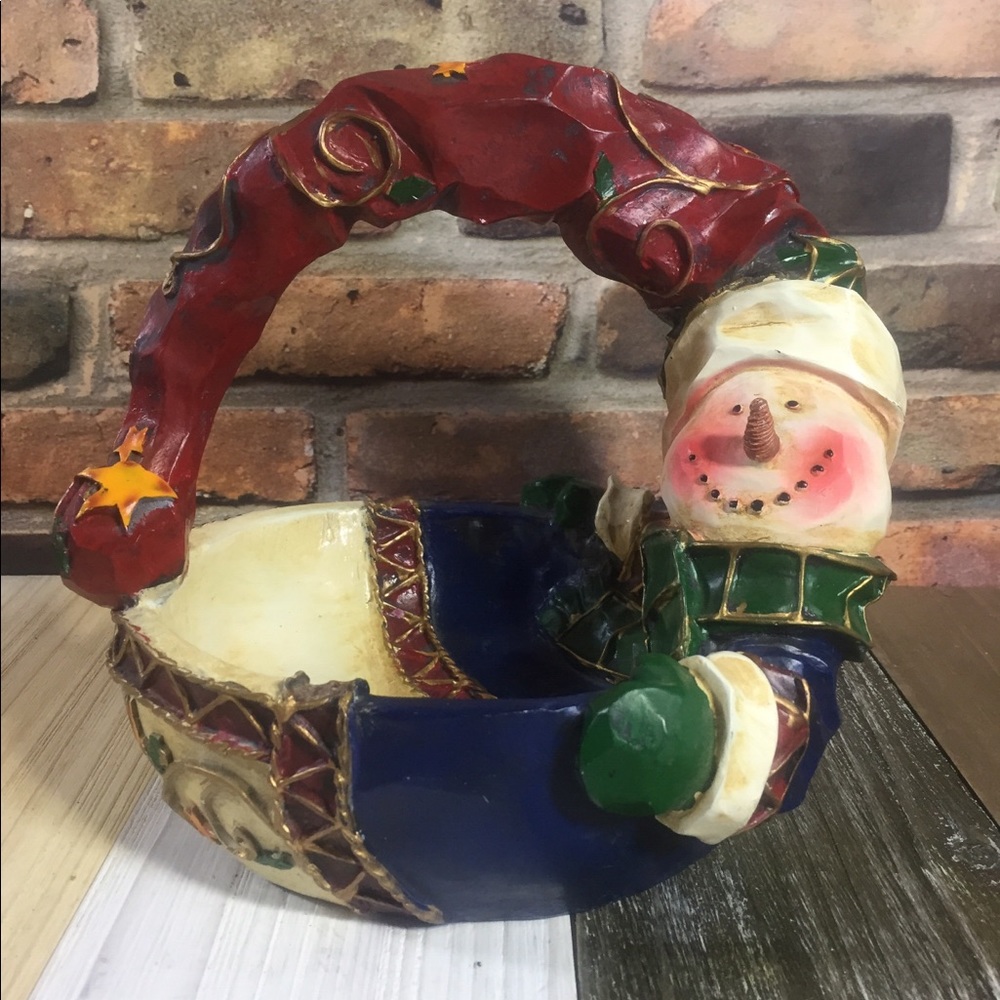 8” Snowman Basket Table Decor Christmas Holiday